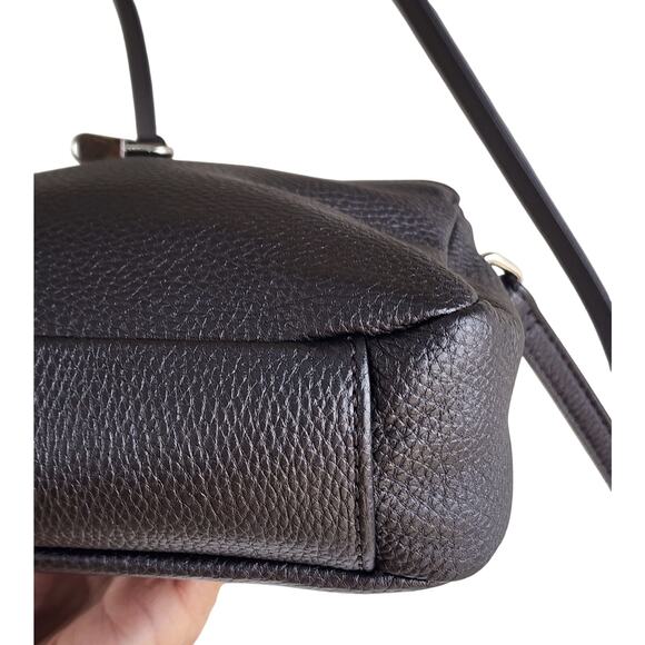 Kenneth Cole Reaction Gray Vegan Leather Crossbody Bag Small Purse w/ Lock Charm - Picture 12 of 13